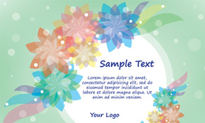 Green card with colorful flowers